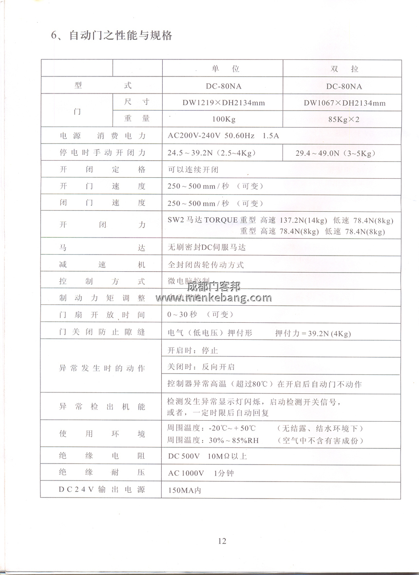 gmt自動(dòng)門說(shuō)明書
